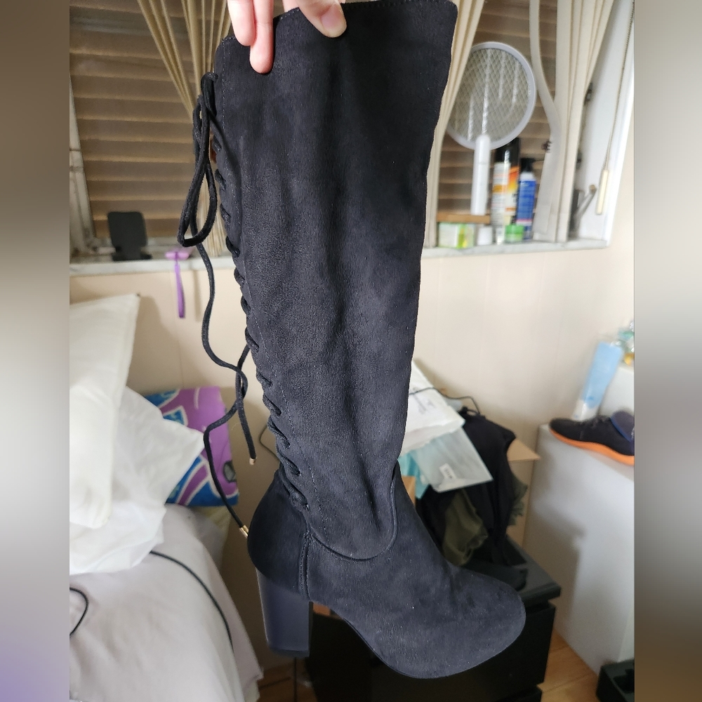 New in box Top Moda black lace up boots